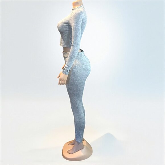 2 Piece Top and Long Pant Gray Set - Picture 7 of 7